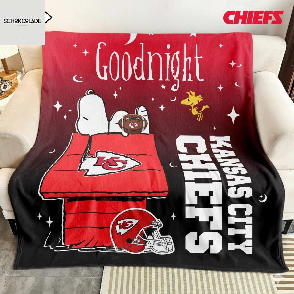 Kansas City Chiefs Snoopy Goodnight Blanket Quilt