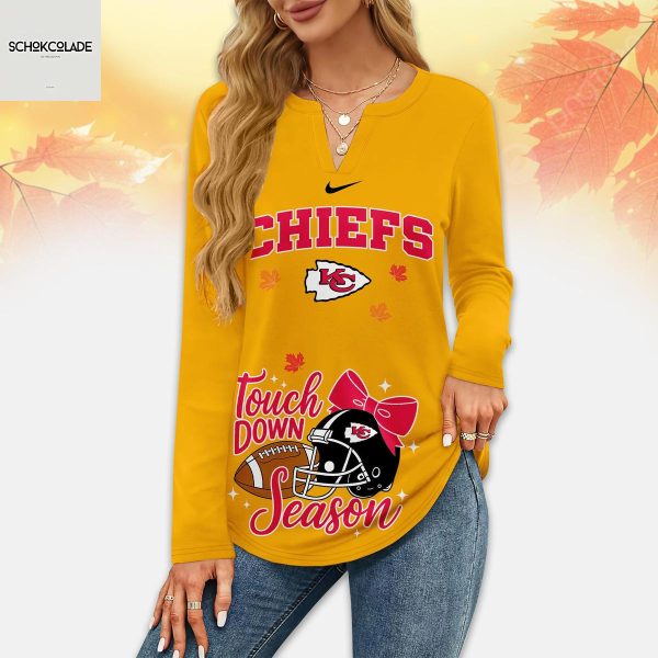 Kansas City Chiefs Thanksgiving Turkey And Touchdowns Long Sleeve Shirt