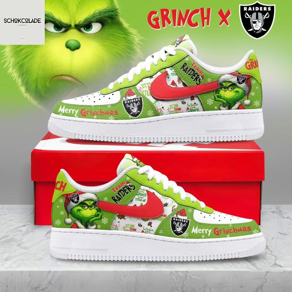 Las Vegas Raiders Merry Grinchmas Air Force 1 Shoes