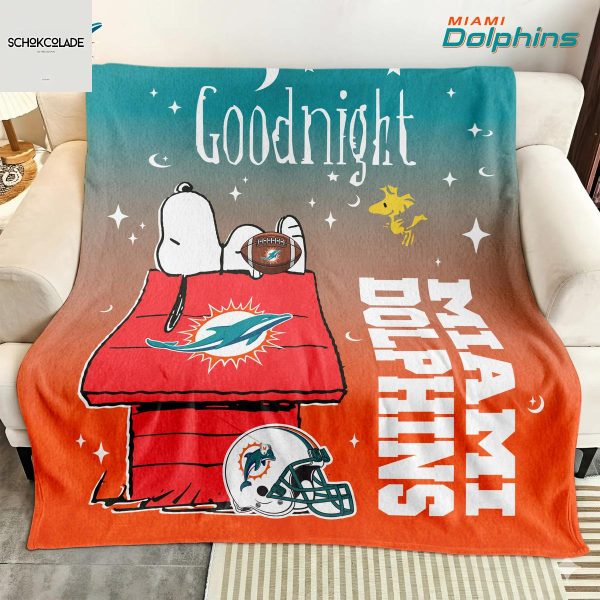 Miami Dolphins Snoopy Goodnight Blanket Quilt