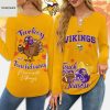 Miami Dolphins Thanksgiving Turkey And Touchdowns Long Sleeve Shirt