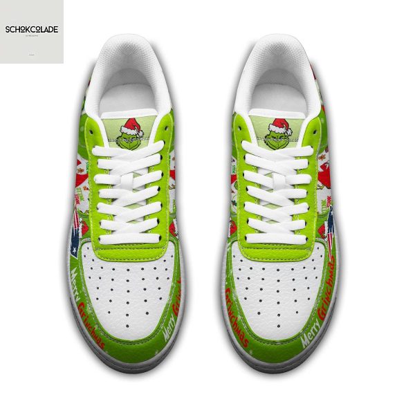 New England Patriots Merry Grinchmas Air Force 1 Shoes