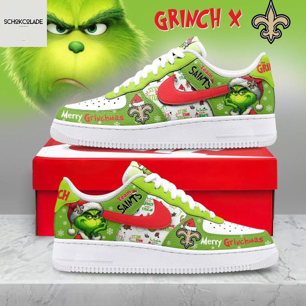 New Orleans Saints Merry Grinchmas Air Force 1 Shoes