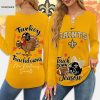 New England Patriots Thanksgiving Turkey And Touchdowns Long Sleeve Shirt