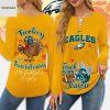 New Orleans Saints Thanksgiving Turkey And Touchdowns Long Sleeve Shirt