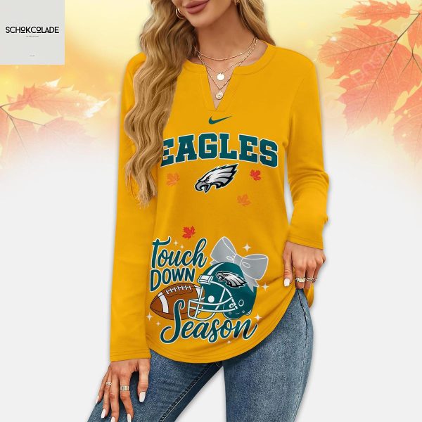 Philadelphia Eagles Thanksgiving Turkey And Touchdowns Long Sleeve Shirt