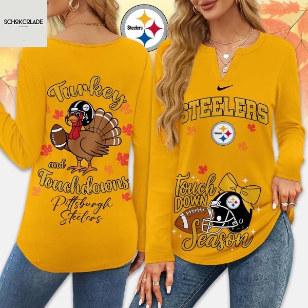 Pittsburgh Steelers Thanksgiving Turkey And Touchdowns Long Sleeve Shirt