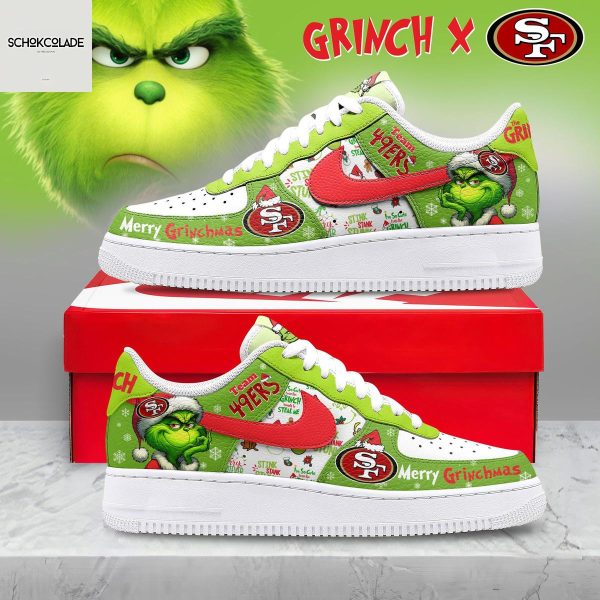 San Francisco 49ers Merry Grinchmas Air Force 1 Shoes