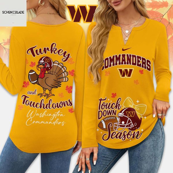Washington Commanders Thanksgiving Turkey And Touchdowns Long Sleeve Shirt