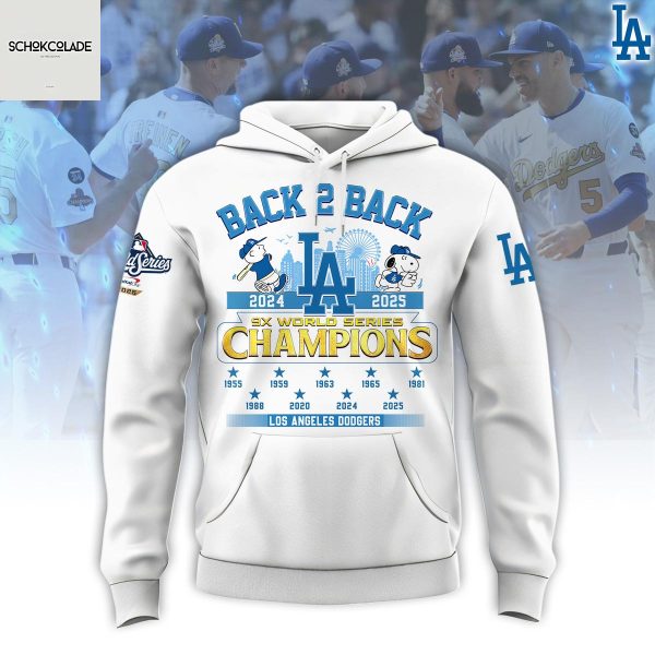 Los Angeles Dodgers Snoopy Back 2 Back Champions Hoodie Shirt