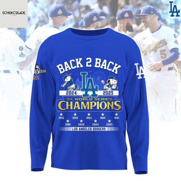 Los Angeles Dodgers Snoopy Back 2 Back Champions Hoodie Shirt
